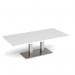 Eros rectangular coffee table with flat white rectangular base and twin uprights 1600mm x 800mm - white