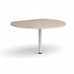 D-end desk extension circular table 1200mm diameter with white leg - maple top