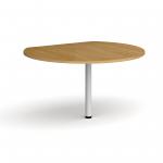 D-end desk extension circular table 1200mm diameter with white leg - oak top