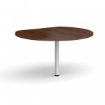 D-end desk extension circular table 1200mm diameter with white leg - walnut top