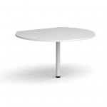 D-end desk extension circular table 1200mm diameter with white leg - white top