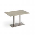 Eros rectangular dining table with flat brushed steel rectangular base and twin uprights 1200mm x 800mm - made to order EDR1200-BS