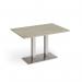 Eros rectangular dining table with flat brushed steel rectangular base and twin uprights 1200mm x 800mm - made to order EDR1200-BS
