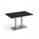 Eros rectangular dining table with flat brushed steel rectangular base and twin uprights 1200mm x 800mm - Black EDR1200-BS-BK