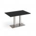 Eros rectangular dining table with flat brushed steel rectangular base and twin uprights 1200mm x 800mm - Black EDR1200-BS-BK
