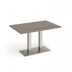 Eros rectangular dining table with flat brushed steel rectangular base and twin uprights 1200mm x 800mm - barcelona walnut EDR1200-BS-BW