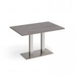 Eros rectangular dining table with flat brushed steel rectangular base and twin uprights 1200mm x 800mm - grey oak EDR1200-BS-GO