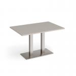 Eros rectangular dining table with flat brushed steel rectangular base and twin uprights 1200mm x 800mm - Light Grey EDR1200-BS-LG