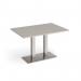 Eros rectangular dining table with flat brushed steel rectangular base and twin uprights 1200mm x 800mm - Light Grey EDR1200-BS-LG