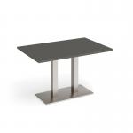 Eros rectangular dining table with flat brushed steel rectangular base and twin uprights 1200mm x 800mm - Onyx Grey EDR1200-BS-OG