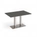 Eros rectangular dining table with flat brushed steel rectangular base and twin uprights 1200mm x 800mm - Onyx Grey EDR1200-BS-OG