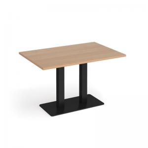 Image of Eros rectangular dining table with flat black rectangular base and