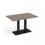 Eros rectangular dining table with flat black rectangular base and twin uprights 1200mm x 800mm - barcelona walnut EDR1200-K-BW
