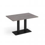 Eros rectangular dining table with flat black rectangular base and twin uprights 1200mm x 800mm - grey oak EDR1200-K-GO