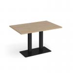 Eros rectangular dining table with flat black rectangular base and twin uprights 1200mm x 800mm - kendal oak EDR1200-K-KO