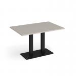 Eros rectangular dining table with flat black rectangular base and twin uprights 1200mm x 800mm - Light Grey EDR1200-K-LG