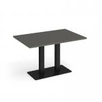 Eros rectangular dining table with flat black rectangular base and twin uprights 1200mm x 800mm - Onyx Grey EDR1200-K-OG