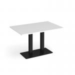 Eros rectangular dining table with flat black rectangular base and twin uprights 1200mm x 800mm - white EDR1200-K-WH