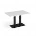 Eros rectangular dining table with flat black rectangular base and twin uprights 1200mm x 800mm - white