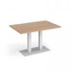 Eros rectangular dining table with flat white rectangular base and twin uprights 1200mm x 800mm - beech EDR1200-WH-B