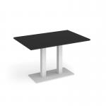 Eros rectangular dining table with flat white rectangular base and twin uprights 1200mm x 800mm - Black EDR1200-WH-BK