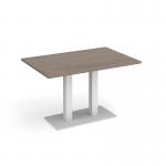 Eros rectangular dining table with flat white rectangular base and twin uprights 1200mm x 800mm - barcelona walnut EDR1200-WH-BW