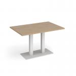 Eros rectangular dining table with flat white rectangular base and twin uprights 1200mm x 800mm - kendal oak EDR1200-WH-KO