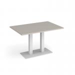 Eros rectangular dining table with flat white rectangular base and twin uprights 1200mm x 800mm - Light Grey EDR1200-WH-LG