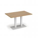 Eros rectangular dining table with flat white rectangular base and twin uprights 1200mm x 800mm - oak EDR1200-WH-O