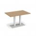 Eros rectangular dining table with flat white rectangular base and twin uprights 1200mm x 800mm - oak