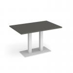 Eros rectangular dining table with flat white rectangular base and twin uprights 1200mm x 800mm - Onyx Grey EDR1200-WH-OG