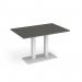 Eros rectangular dining table with flat white rectangular base and twin uprights 1200mm x 800mm - Onyx Grey EDR1200-WH-OG