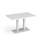 Eros rectangular dining table with flat white rectangular base and twin uprights 1200mm x 800mm - white EDR1200-WH-WH