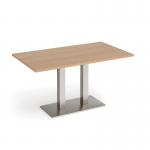 Eros rectangular dining table with flat brushed steel rectangular base and twin uprights 1400mm x 800mm - made to order EDR1400-BS