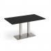 Eros rectangular dining table with flat brushed steel rectangular base and twin uprights 1400mm x 800mm - Black EDR1400-BS-BK