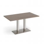 Eros rectangular dining table with flat brushed steel rectangular base and twin uprights 1400mm x 800mm - barcelona walnut EDR1400-BS-BW