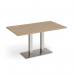 Eros rectangular dining table with flat brushed steel rectangular base and twin uprights 1400mm x 800mm - kendal oak EDR1400-BS-KO