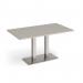 Eros rectangular dining table with flat brushed steel rectangular base and twin uprights 1400mm x 800mm - Light Grey EDR1400-BS-LG