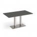Eros rectangular dining table with flat brushed steel rectangular base and twin uprights 1400mm x 800mm - Onyx Grey EDR1400-BS-OG