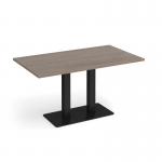 Eros rectangular dining table with flat black rectangular base and twin uprights 1400mm x 800mm - barcelona walnut EDR1400-K-BW