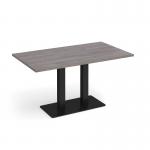 Eros rectangular dining table with flat black rectangular base and twin uprights 1400mm x 800mm - grey oak EDR1400-K-GO
