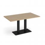 Eros rectangular dining table with flat black rectangular base and twin uprights 1400mm x 800mm - kendal oak EDR1400-K-KO