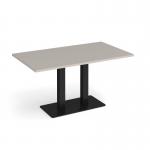 Eros rectangular dining table with flat black rectangular base and twin uprights 1400mm x 800mm - Light Grey EDR1400-K-LG