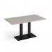 Eros rectangular dining table with flat black rectangular base and twin uprights 1400mm x 800mm - Light Grey EDR1400-K-LG