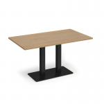 Eros rectangular dining table with flat black rectangular base and twin uprights 1400mm x 800mm - oak EDR1400-K-O
