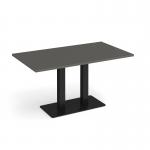Eros rectangular dining table with flat black rectangular base and twin uprights 1400mm x 800mm - Onyx Grey EDR1400-K-OG