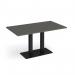 Eros rectangular dining table with flat black rectangular base and twin uprights 1400mm x 800mm - Onyx Grey EDR1400-K-OG