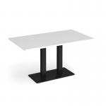Eros rectangular dining table with flat black rectangular base and twin uprights 1400mm x 800mm - white EDR1400-K-WH