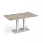 Eros rectangular dining table with flat white rectangular base and twin uprights 1400mm x 800mm - made to order EDR1400-WH