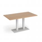 Eros rectangular dining table with flat white rectangular base and twin uprights 1400mm x 800mm - beech EDR1400-WH-B